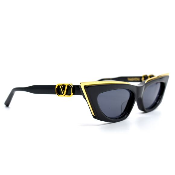 NEW VALENTINO GOLDCUT VLS-113A-55 BLACK GREY LENS SUNGLASSES AUTHENTIC - Picture 11 of 15